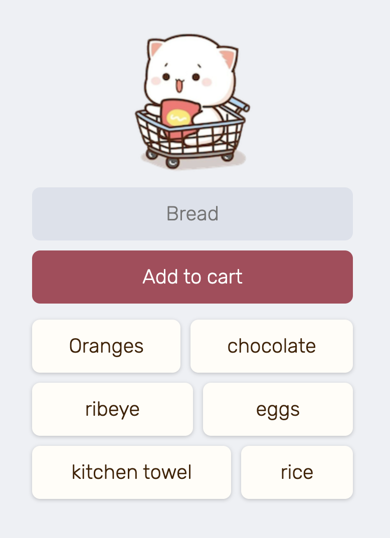 demo for the shopping list app