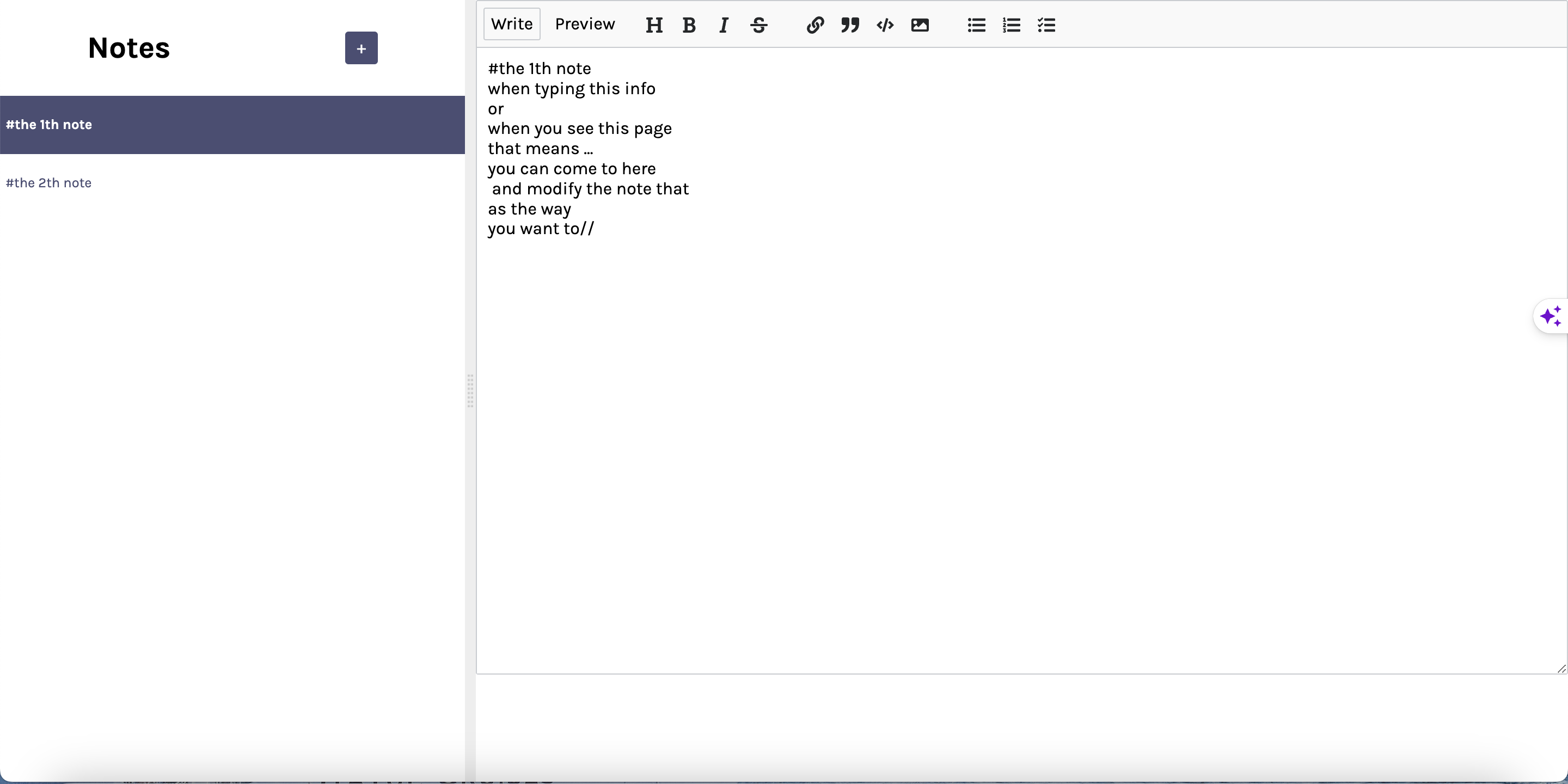 demo for the note